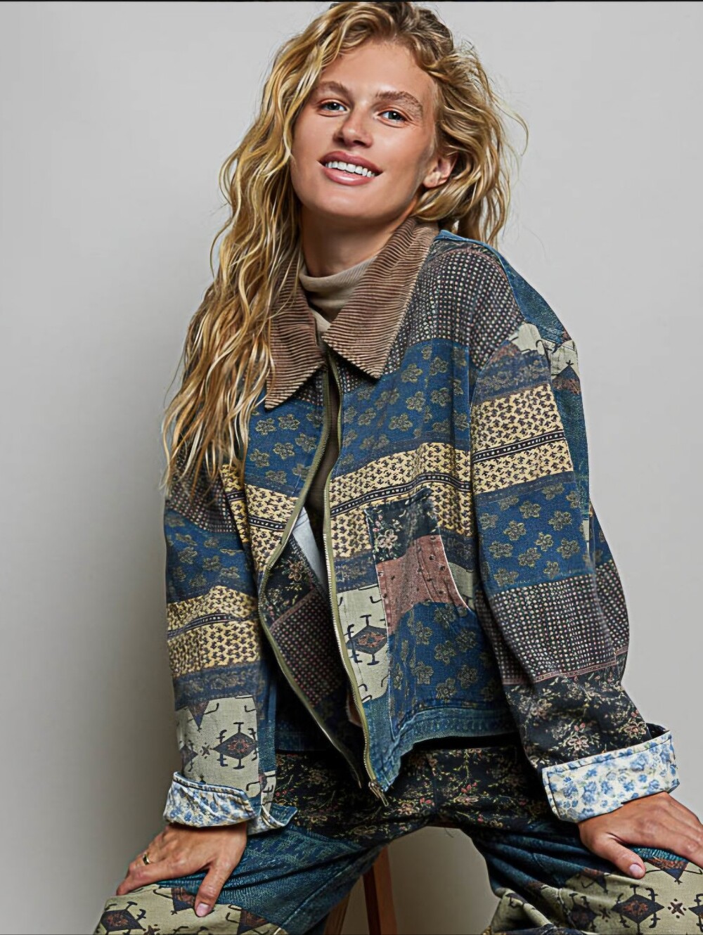 #1839 POL Wanderlust Tapestry Patchwork Jacket